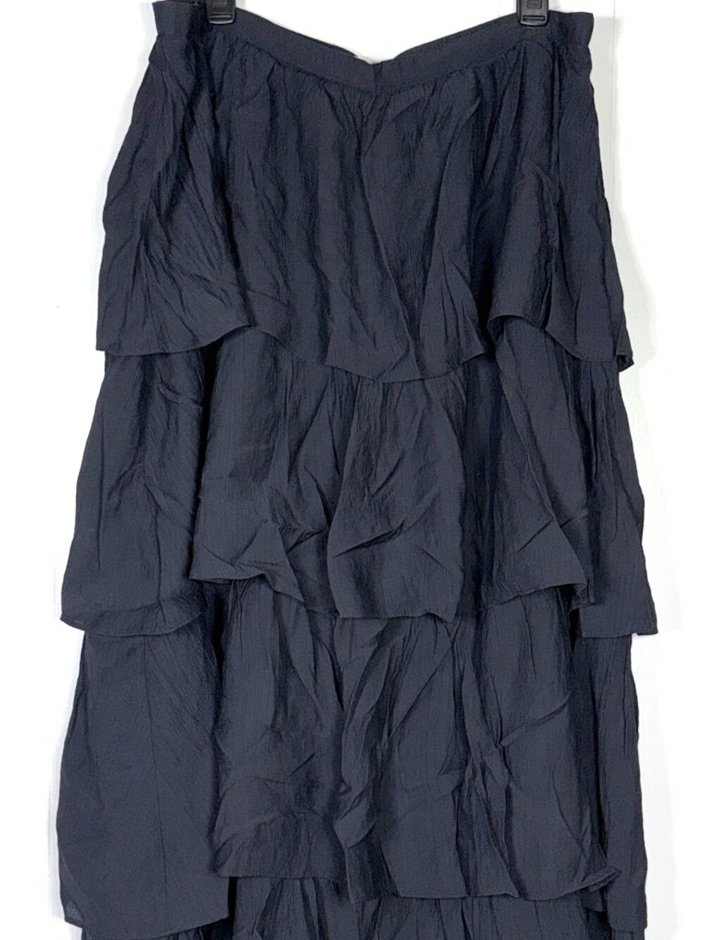 Abercrombie & Fitch Black Crinkle Tiered Layered Ruffle Maxi Zip Skirt XL T Tall